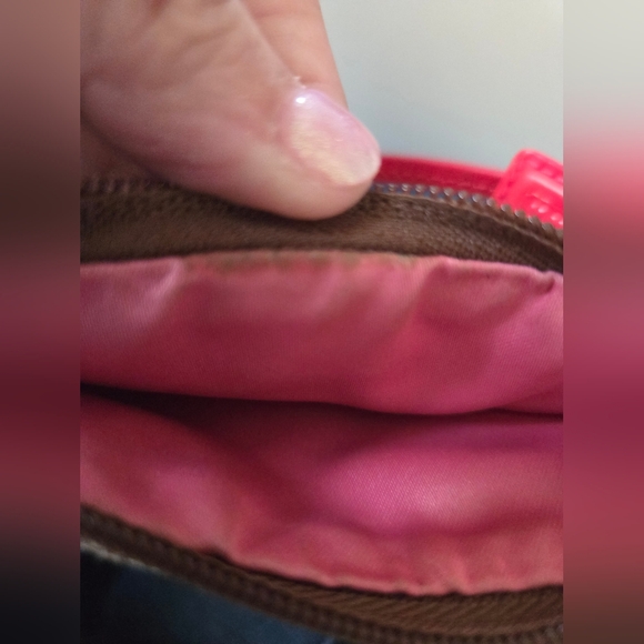 Coach Brown Signature Canvas Wristlet with Red Trim - Picture 4 of 6